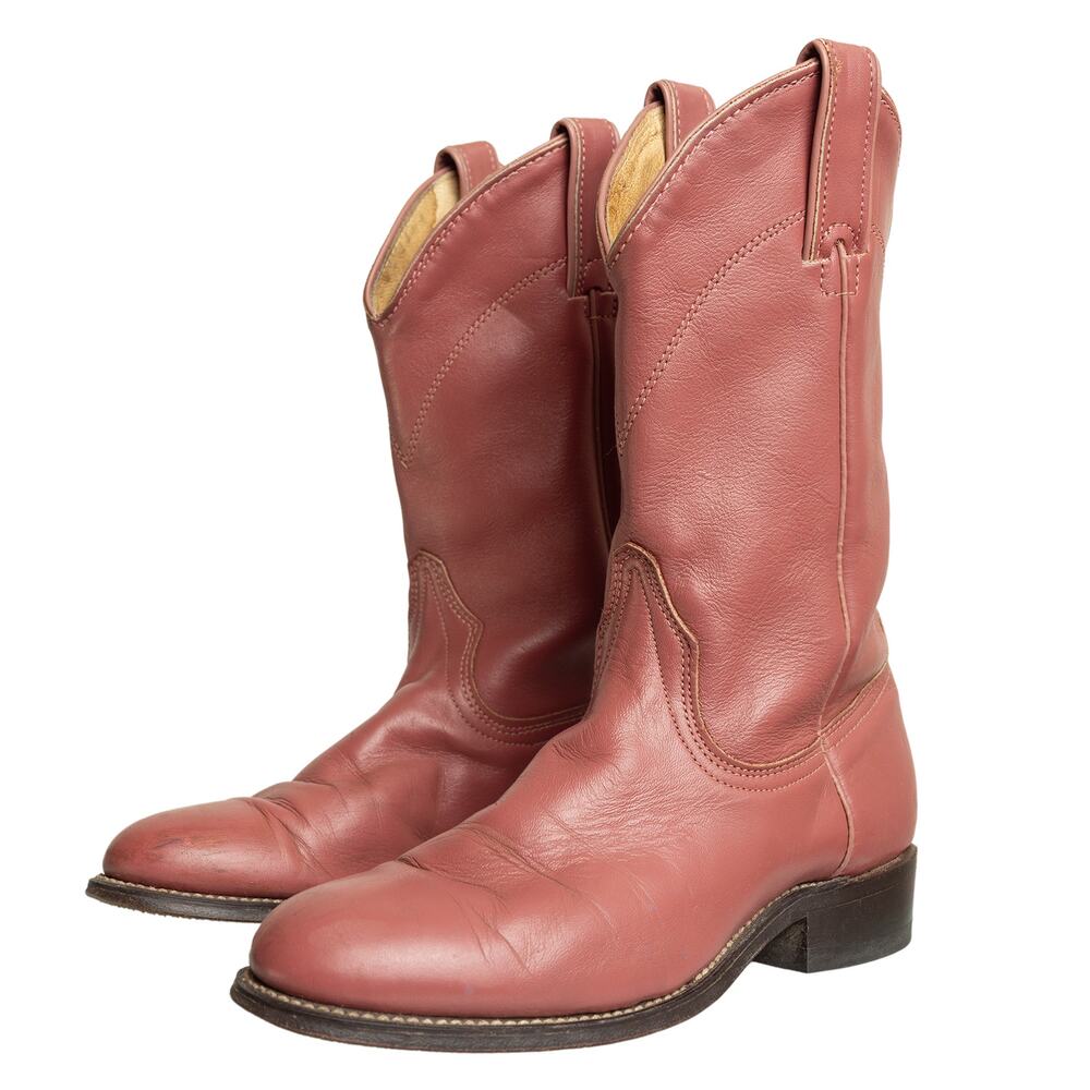 Rare Vintage Americana Dusty Rose Wrangler Leather Cowgirl boots Made in USA - 8 - Picture 2 of 13
